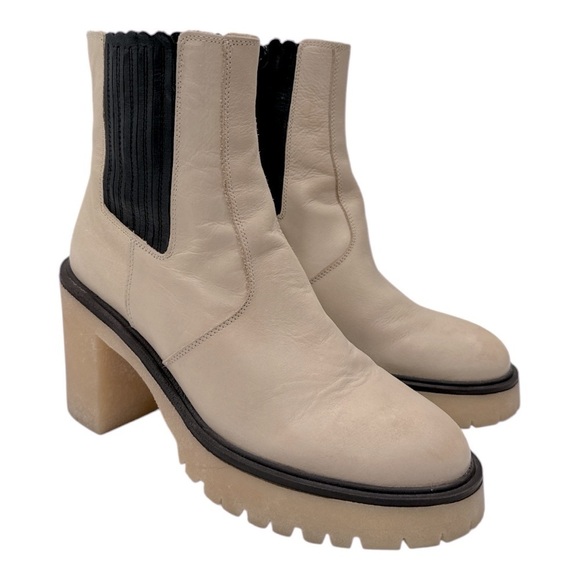 Free People James Chunky Heel Chelsea Boot Cream  Leather size 39 US 9 - Picture 7 of 15